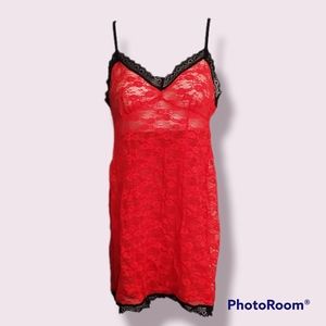 Red and Black Valentine Lace Slip